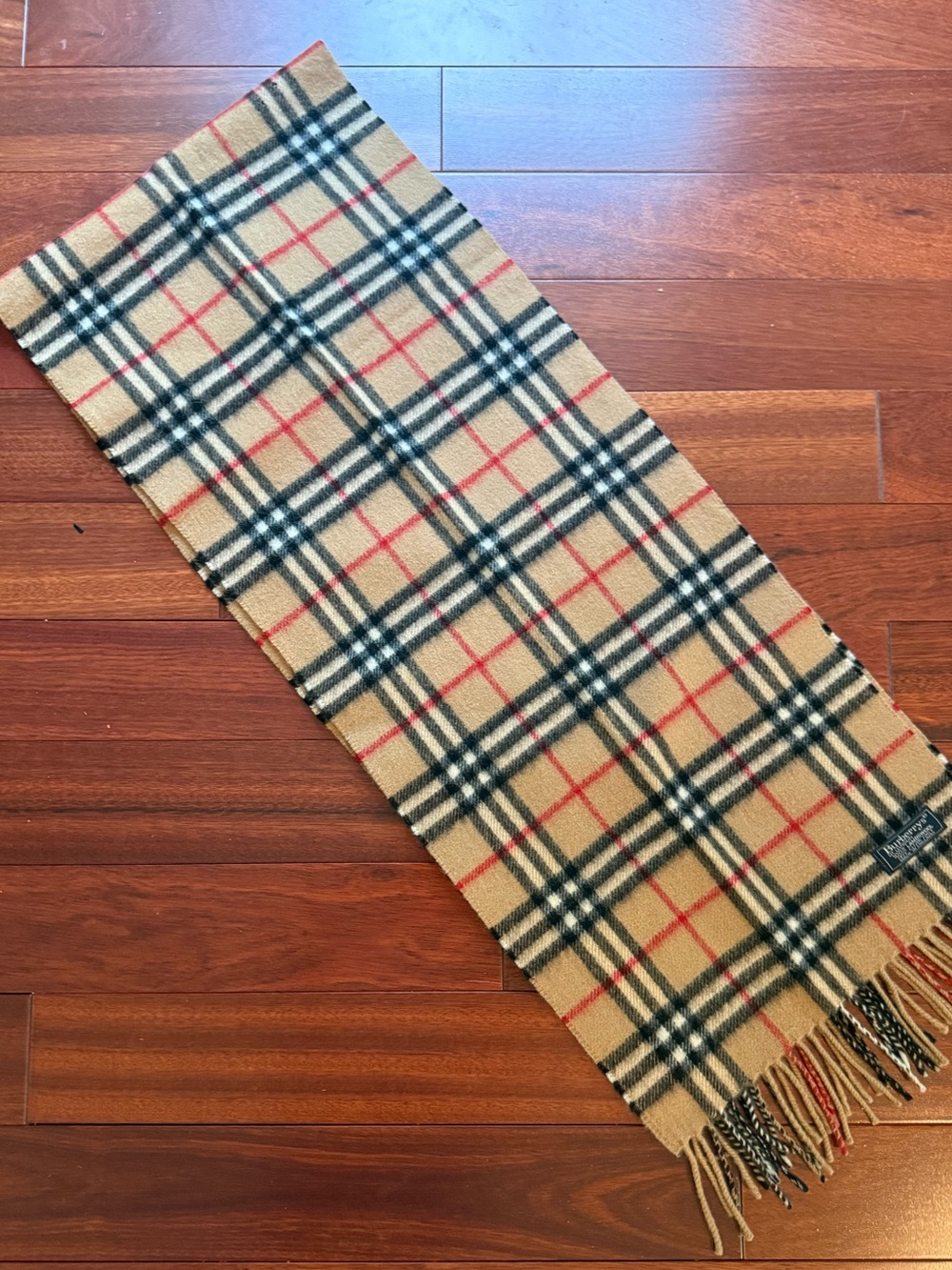 Vintage Burberrys Nova Check Scarf 100% Lambswool Made in England Beige